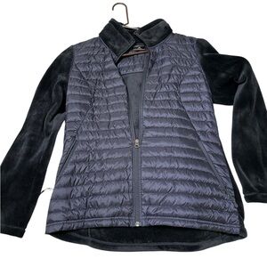 32 Degrees Women's Navy Puffer Jacket with Velour Sleeves